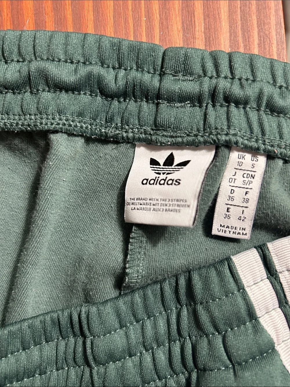 adidas Women’s Dark Green Track Pants with White Side Stripes